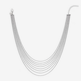 Collier multirangs dégradé avec microbilles de diamants en argent 925 platiné