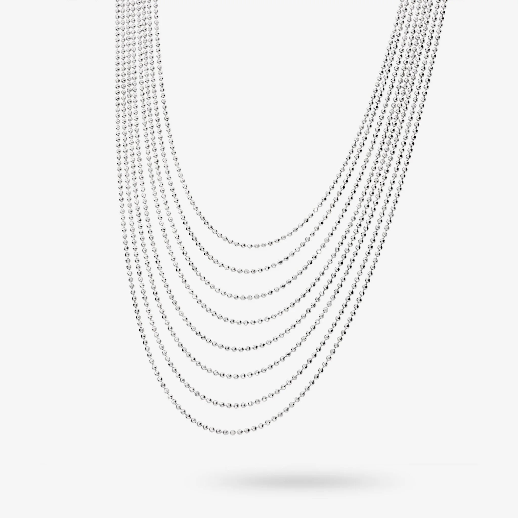 Collana Multifilo Graduata con Microbead Diamantate in Argento 925 placcato Platino