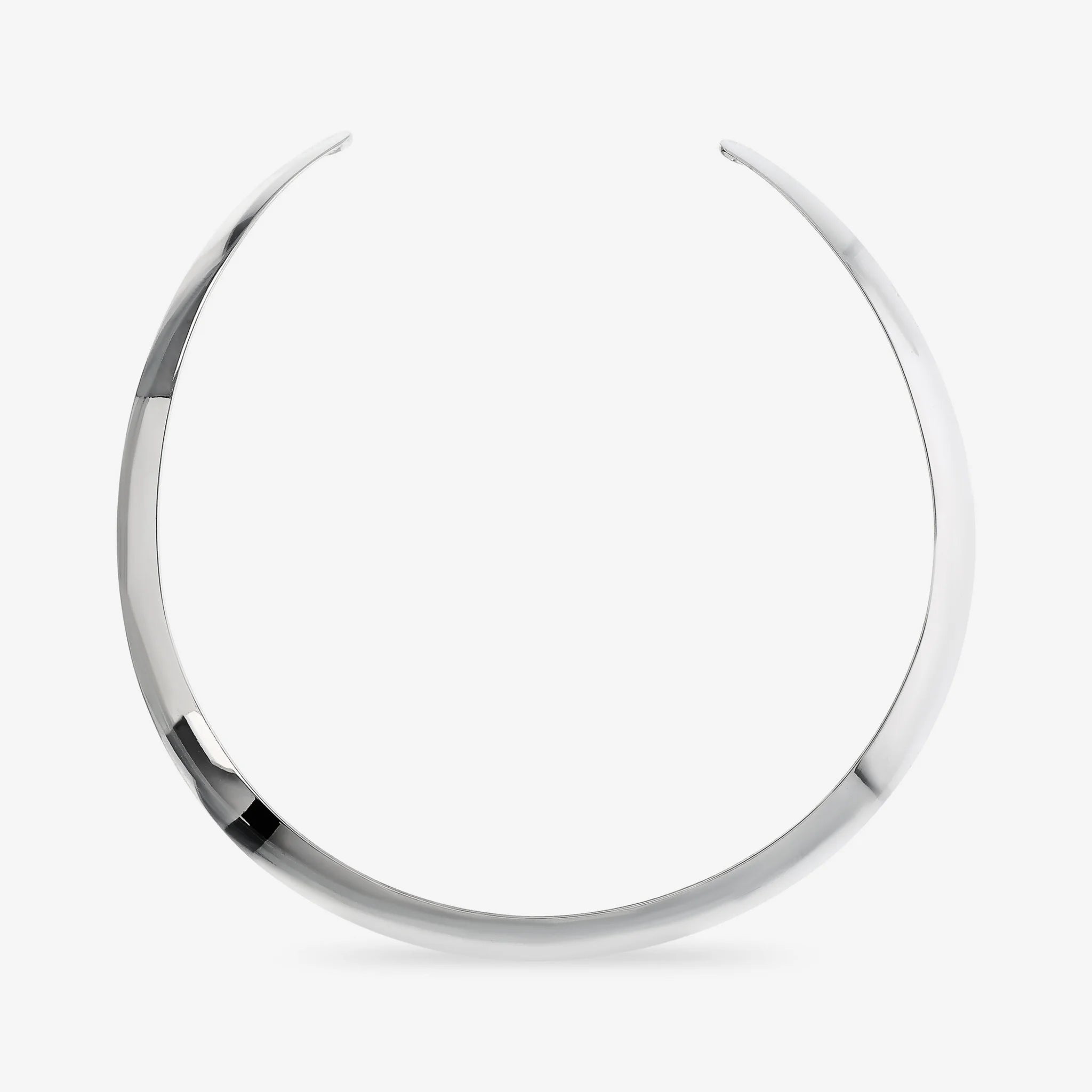925 Sterling Silver Platinum Plated Mirror Choker Necklace Surface 1.2cm
