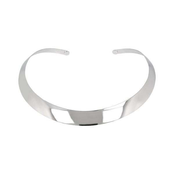 Mirror Choker Necklace in 925 Sterling Silver, Platinum Plated