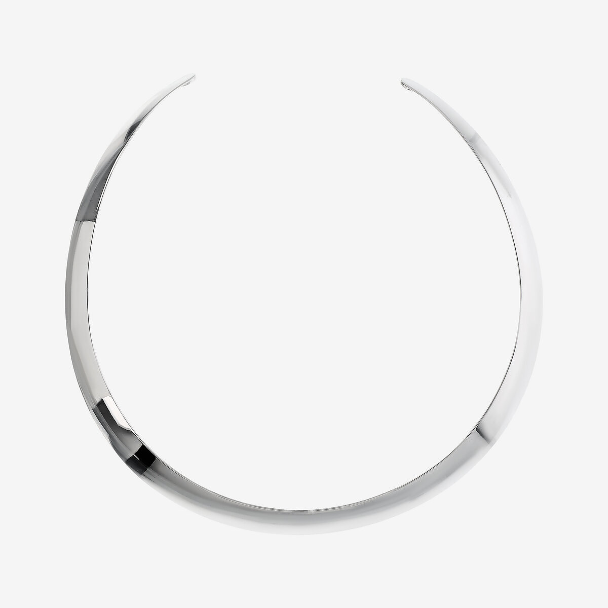 Collier ras du cou miroir en argent 925 platiné, surface 1,2 cm
