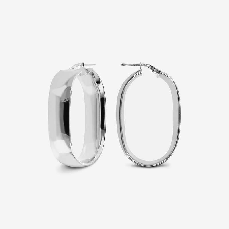 Orecchini Ovali Allungati in Argento 925 placcato Platino