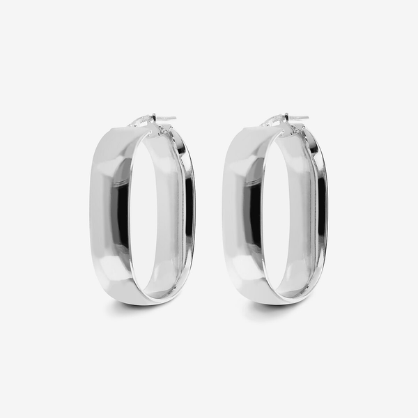 Boucles d'oreilles ovales allongées en argent 925 platiné