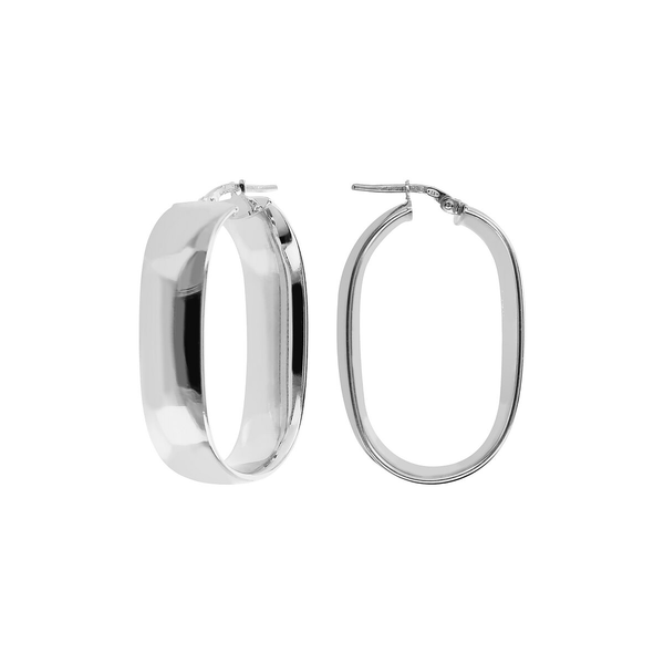 Oval Earrings in 925 Sterling Silver, Platinum Plated