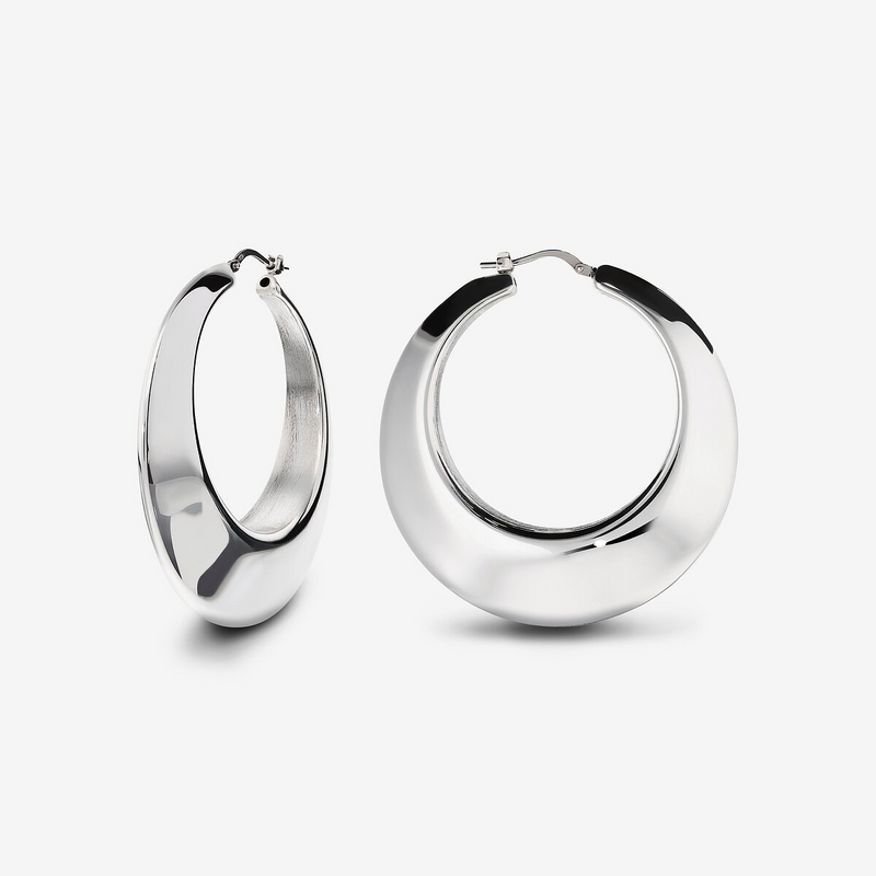 Orecchini a Cerchio Graduati in Argento 925 placcato Platino