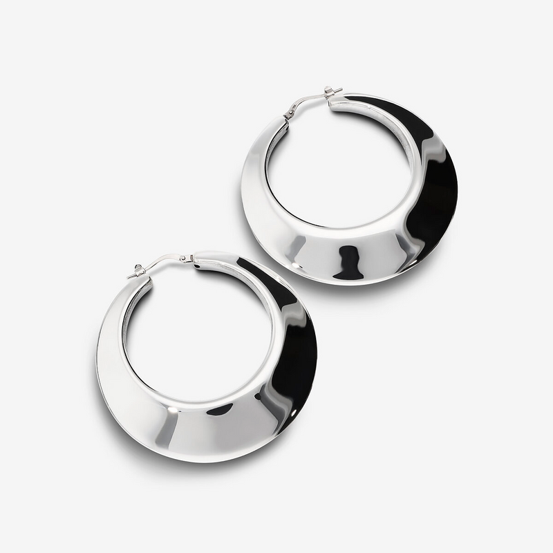 Orecchini a Cerchio Graduati in Argento 925 placcato Platino