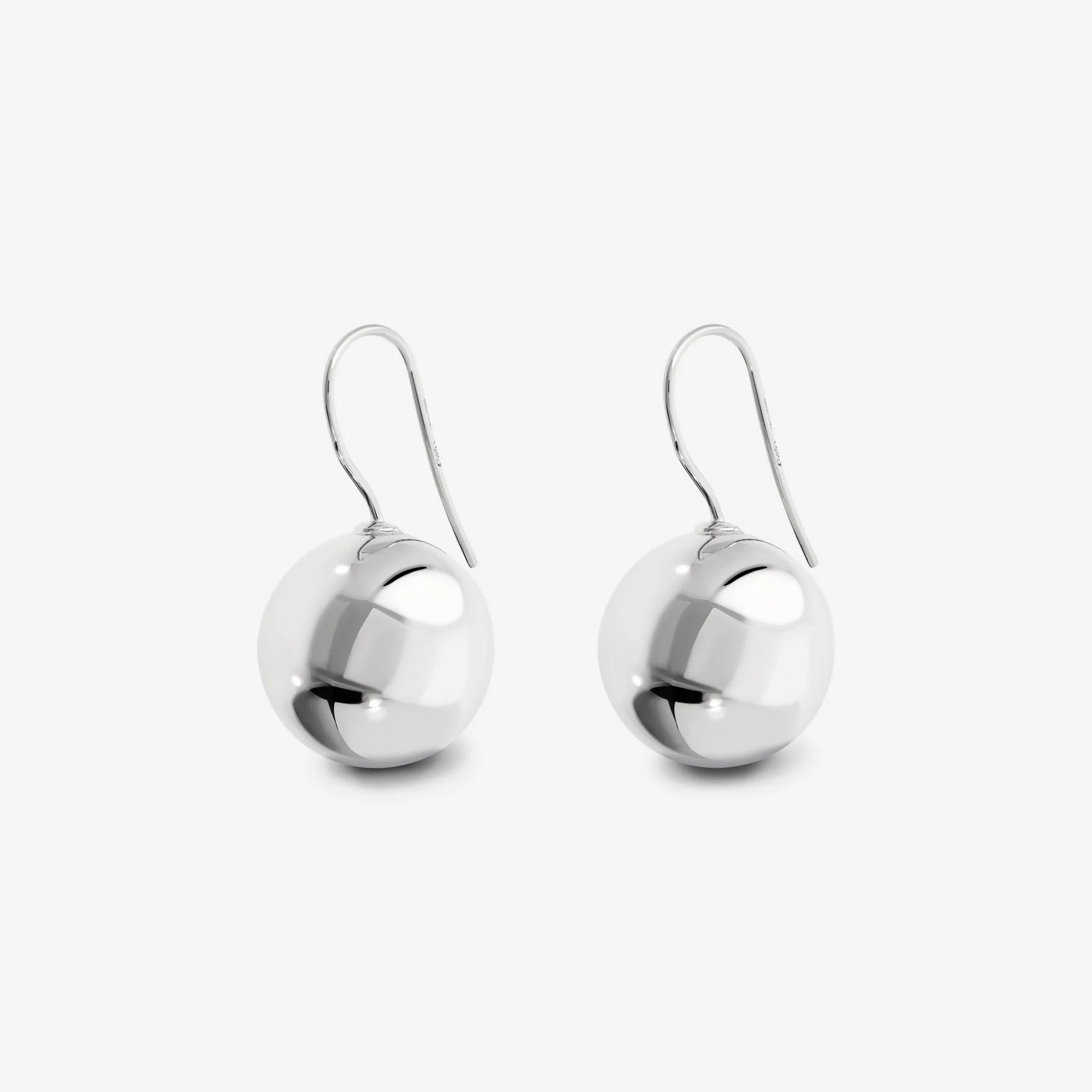 925 Platinum Plated Sterling Silver Earrings with Bead Shine