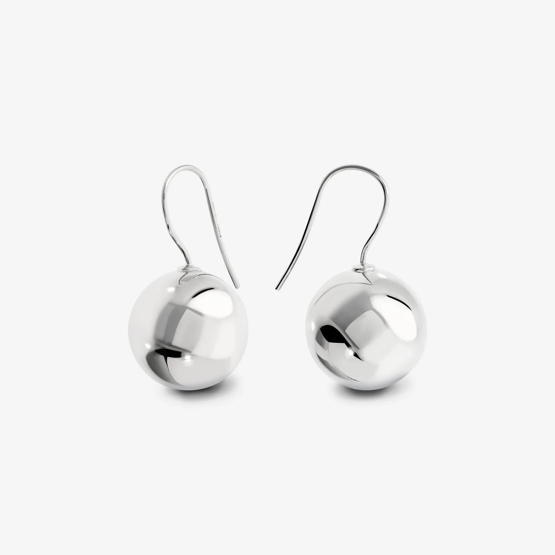 925 Platinum Plated Sterling Silver Earrings with Bead Shine
