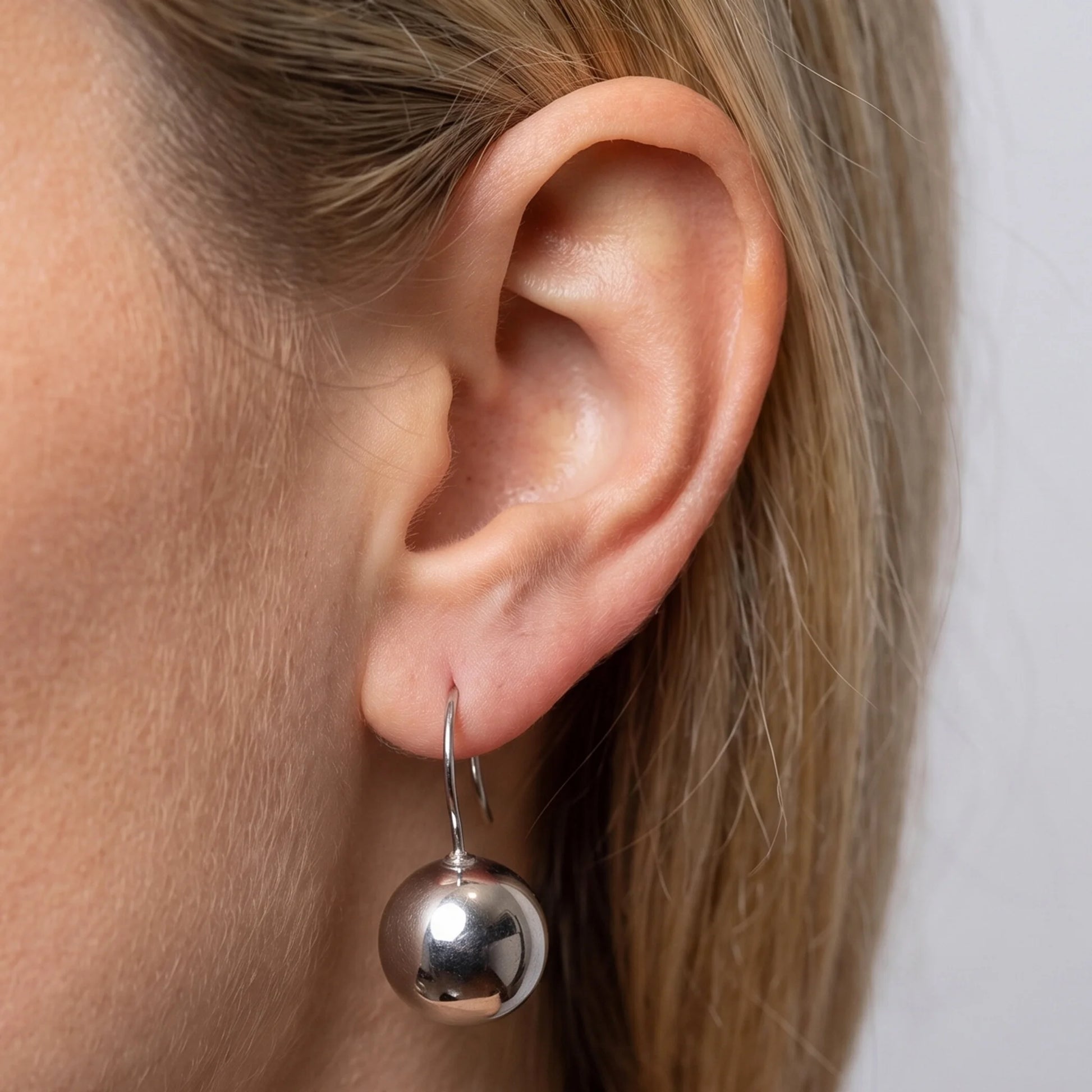 925 Platinum Plated Sterling Silver Earrings with Bead Shine