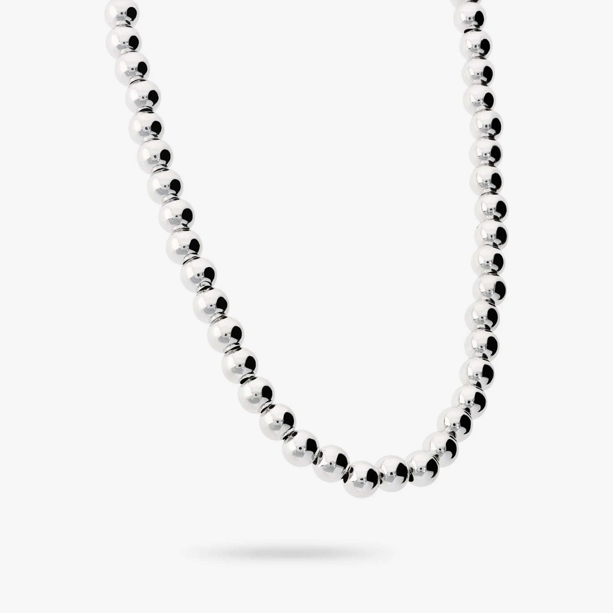 925 Platinierte Sterling Silber Halskette mit polierter Perle