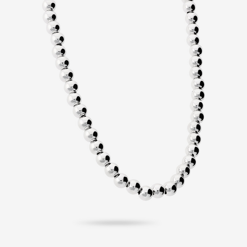 Necklace in Platinum plated 925 Silver with Lucide Bead