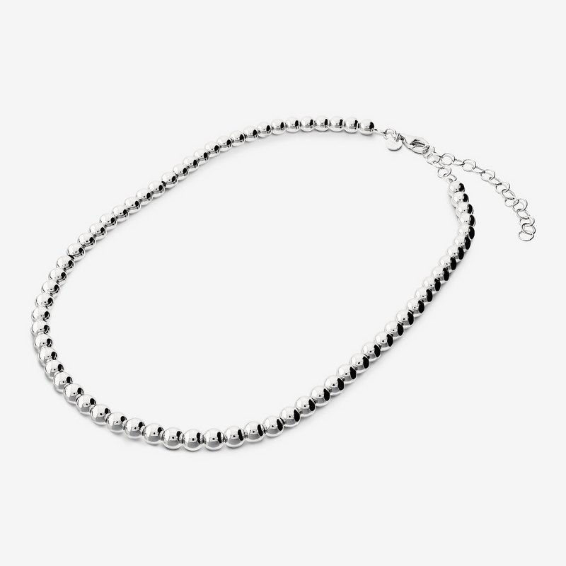 Necklace in Platinum plated 925 Silver with Lucide Bead