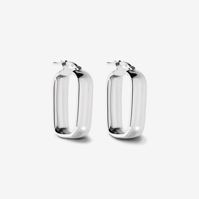 Orecchini Rettangolari in Argento 925 placcato Platino