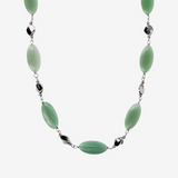 Collana Lunga in Argento 925 placcato Platino con Pepite Lucide e Pietre Naturali