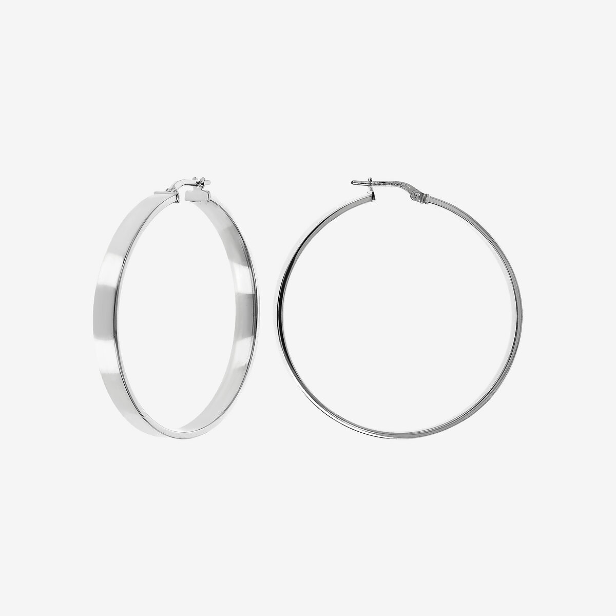 Boucles d'oreilles créoles à section carrée en argent 925 platiné