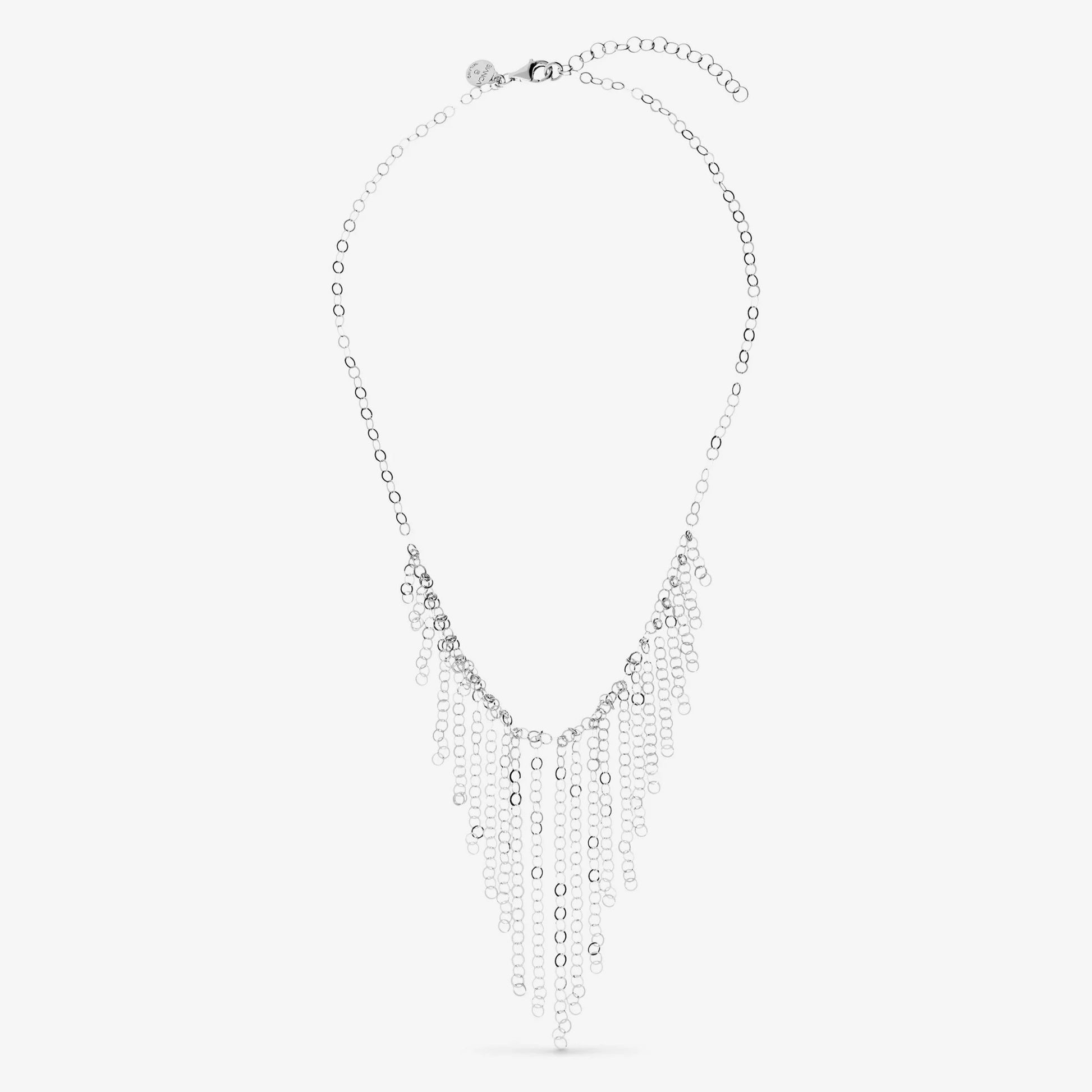 925 Sterling Silver Platinum Plated Diamond Mesh Cascade Necklace