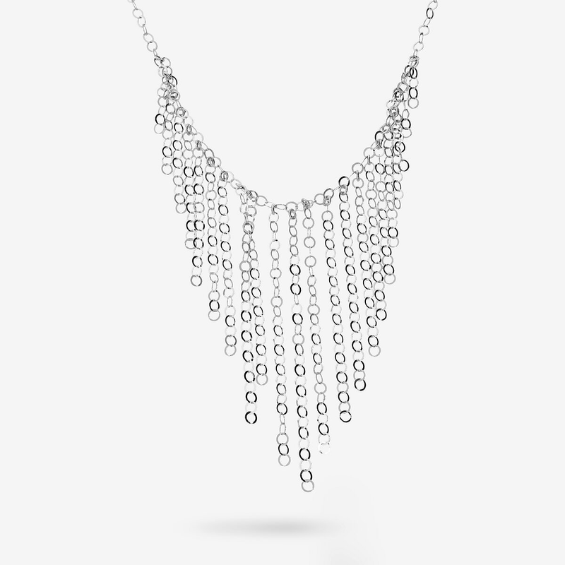 Collana a Cascata Maglia Diamantata in Argento 925 placcato Platino