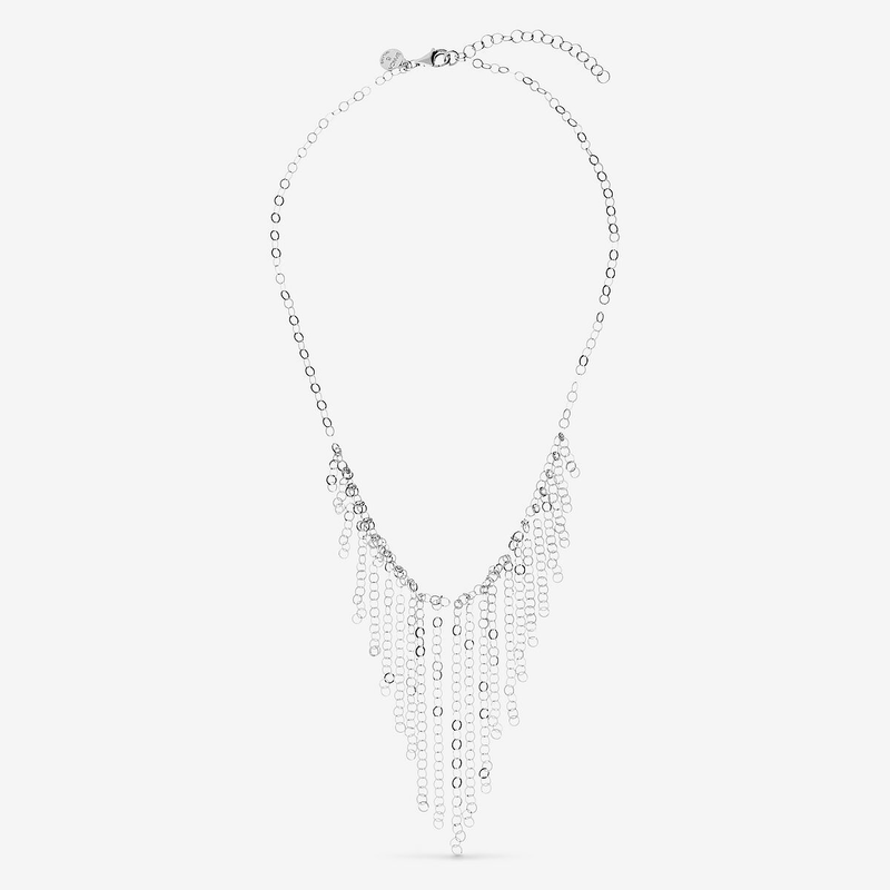Collana a Cascata Maglia Diamantata in Argento 925 placcato Platino