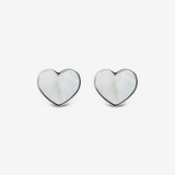 Orecchini Cuore a Lobo in Argento 925 placcato Platino con Madreperla Bianca