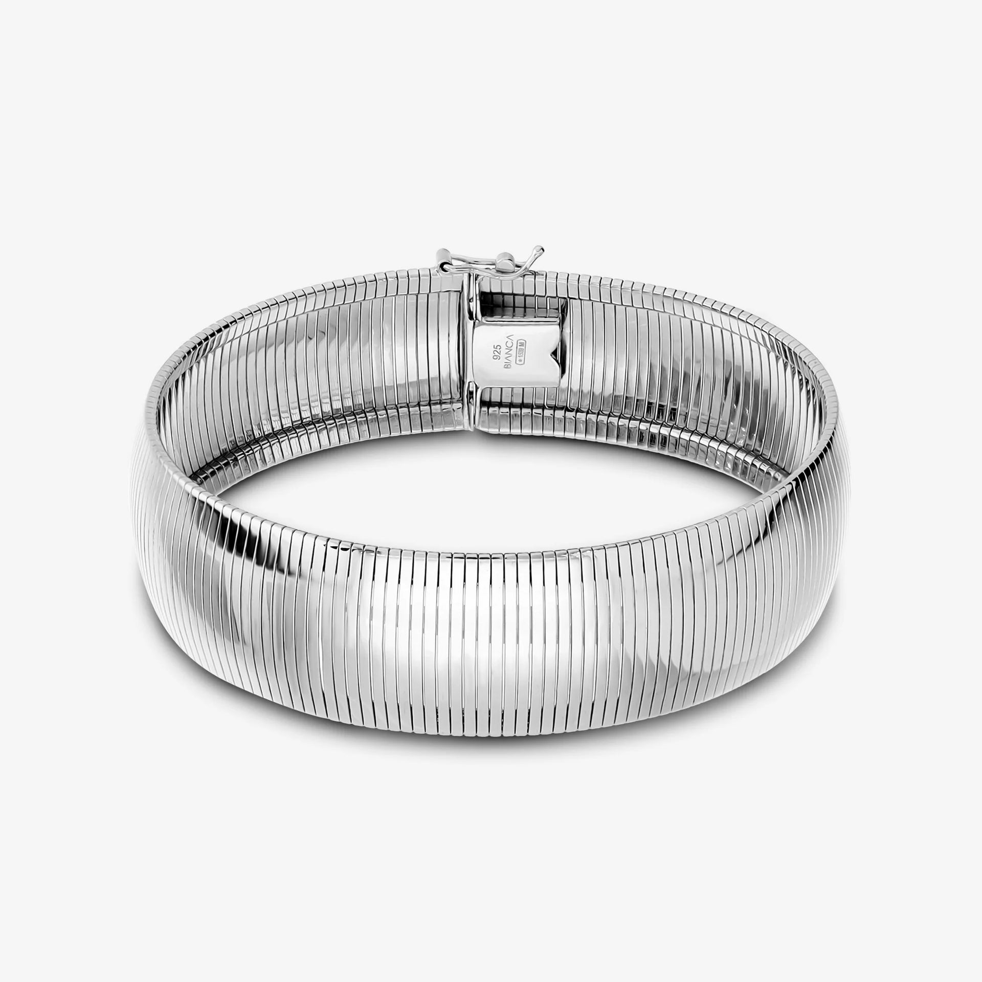 Tuscany Silver Bracciale Donna In Argento 925 Placcato Rodio | Design Margherita Disco Bangle | Gioiello Ipoallergenico - 5