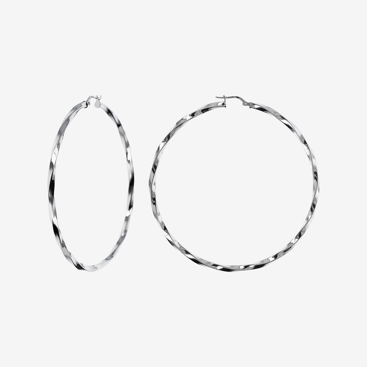 Orecchini a Cerchio Ritorti in Argento 925 placcato Platino