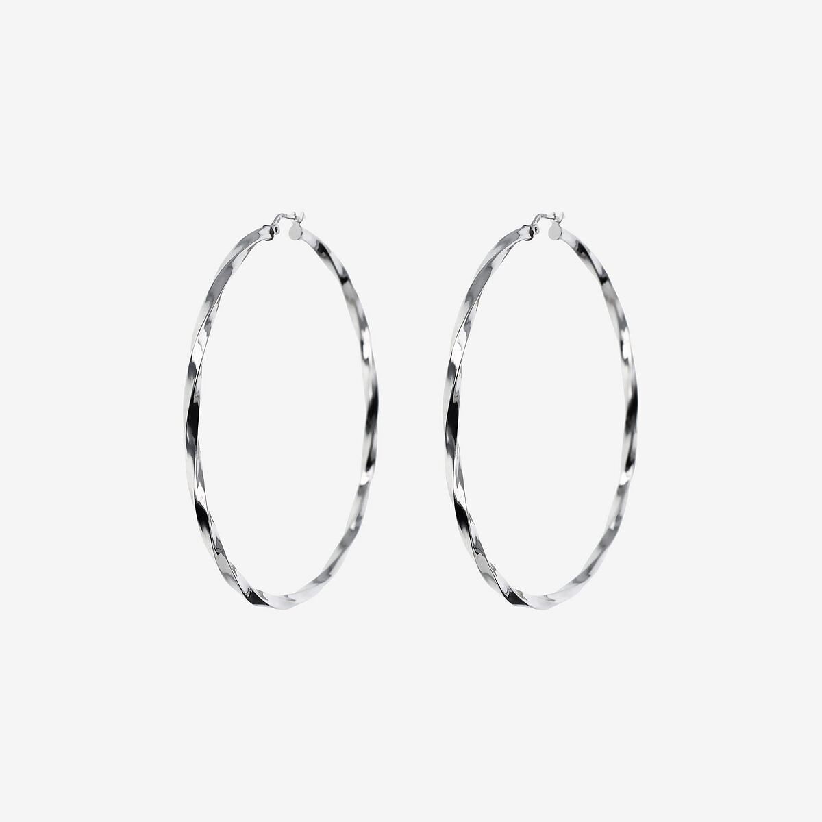 Orecchini a Cerchio Ritorti in Argento 925 placcato Platino