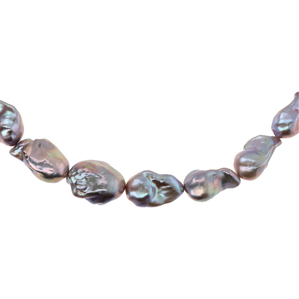 Choker Necklace with Grey Scaramazze Freshwater Pearls Ø 17/18 mm in 18Kt White Gold Plated 925 Silver