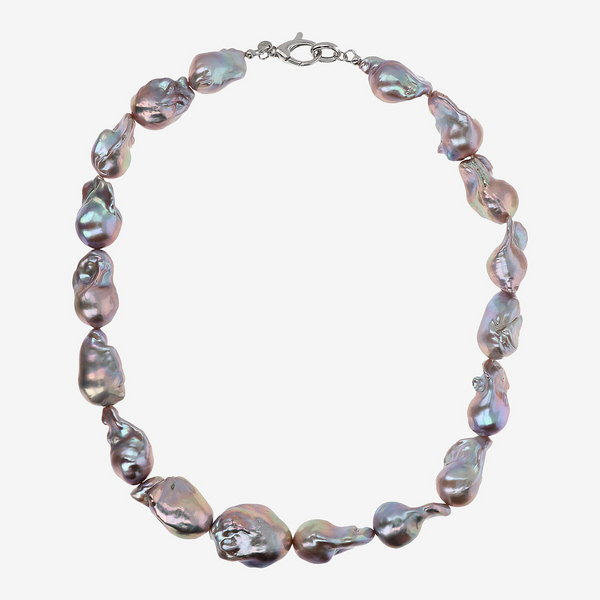 Collana Girocollo con Perle Scaramazze Peacock d'Acqua Dolce Ø 17/18 mm in Argento 925 placcato Oro Bianco 18Kt