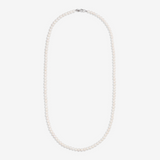 Long Necklace with White Freshwater Pearls Ø 6/6.5 mm in 18Kt White Gold Plated 925 Silver