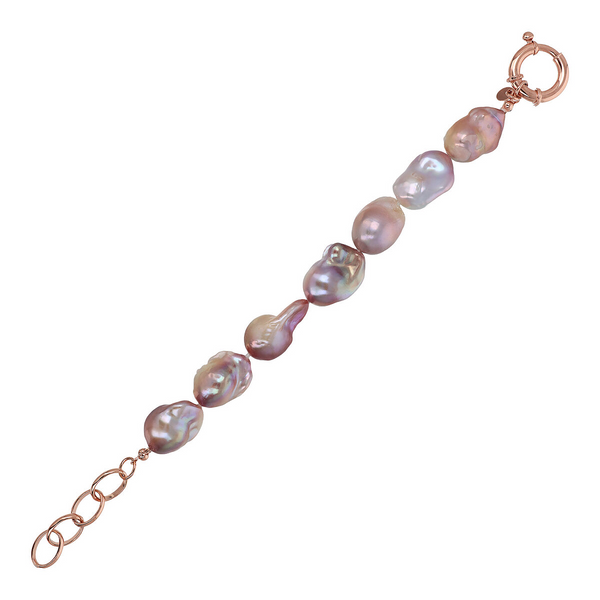 Bracelet with Multicolored Freshwater Scaramazze Pearls Ø 8/9 mm in 18Kt Rose Gold Plated 925 Silver