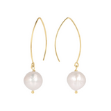 Pendant Earrings with White Ming Freshwater Pearls Ø 12/13 mm in 18Kt Yellow Gold Plated 925 Silver