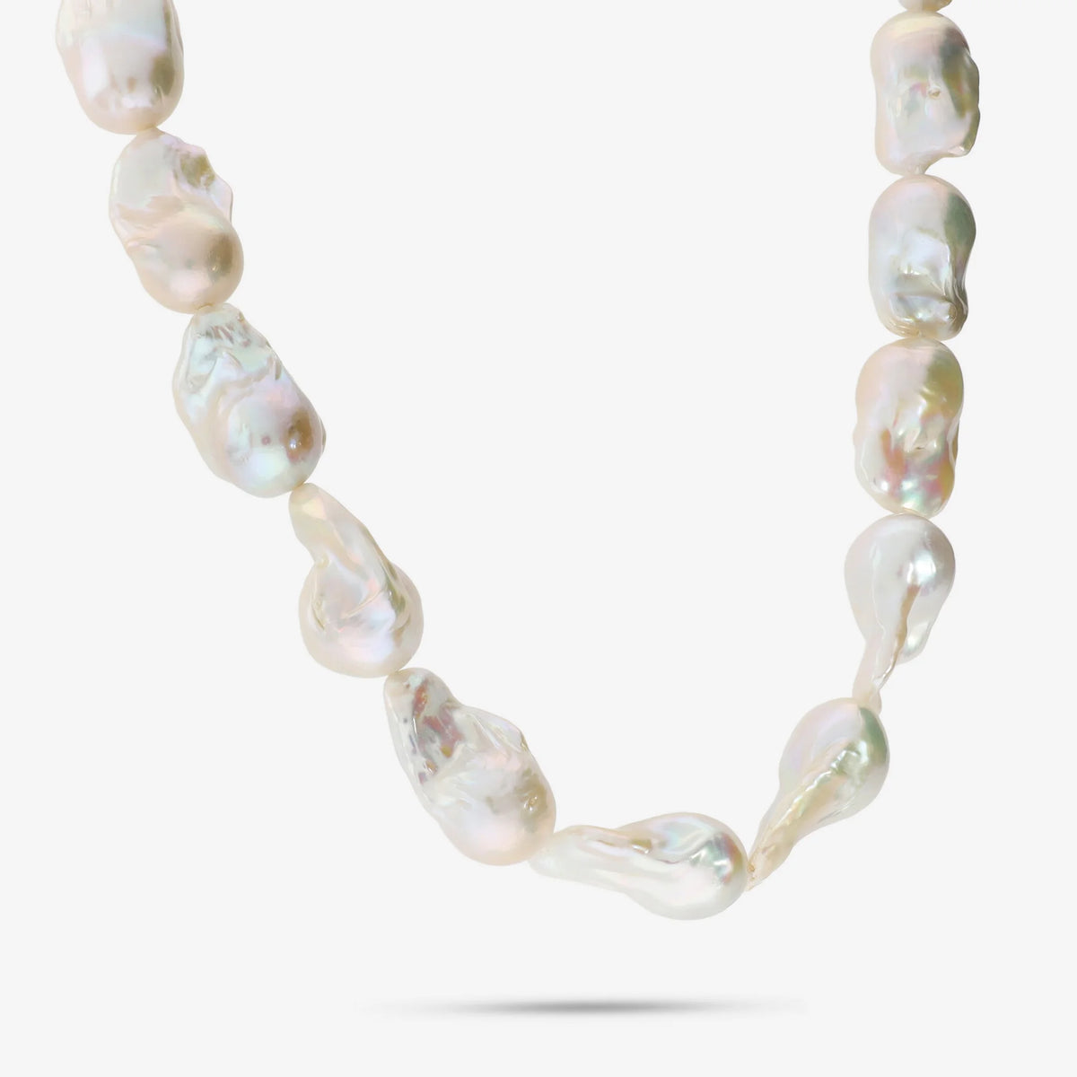 Collana Girocollo in Argento 925 placcato Oro Bianco 18Kt con Perle Scaramazze Bianche d'Acqua Dolce Ø 13/14 mm