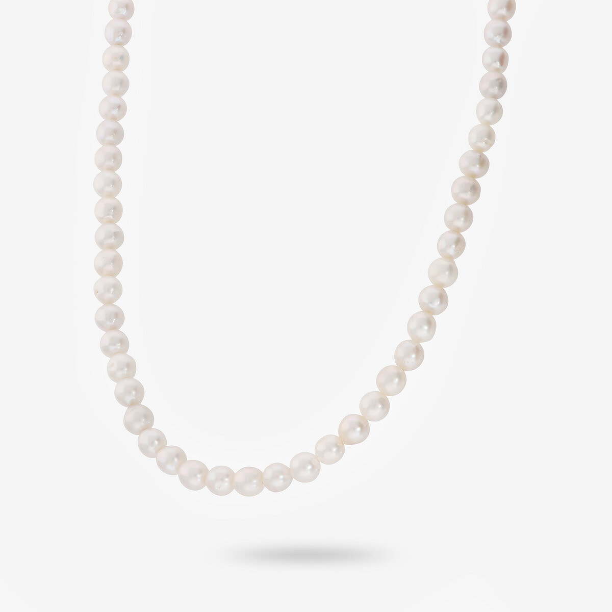 Collana Lunga in Argento 925 placcato Oro Giallo 18Kt con Perle Mini Ming Barocche Bianche d'Acqua Dolce Ø 6/6.5 mm