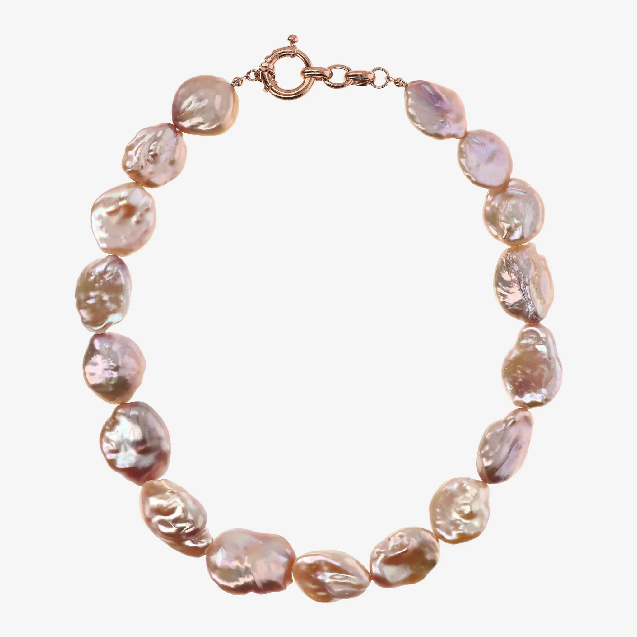 18Kt Rose Gold Plated 925 Sterling Silver Necklace with Multicolor Freshwater Pearls (18/20 mm)