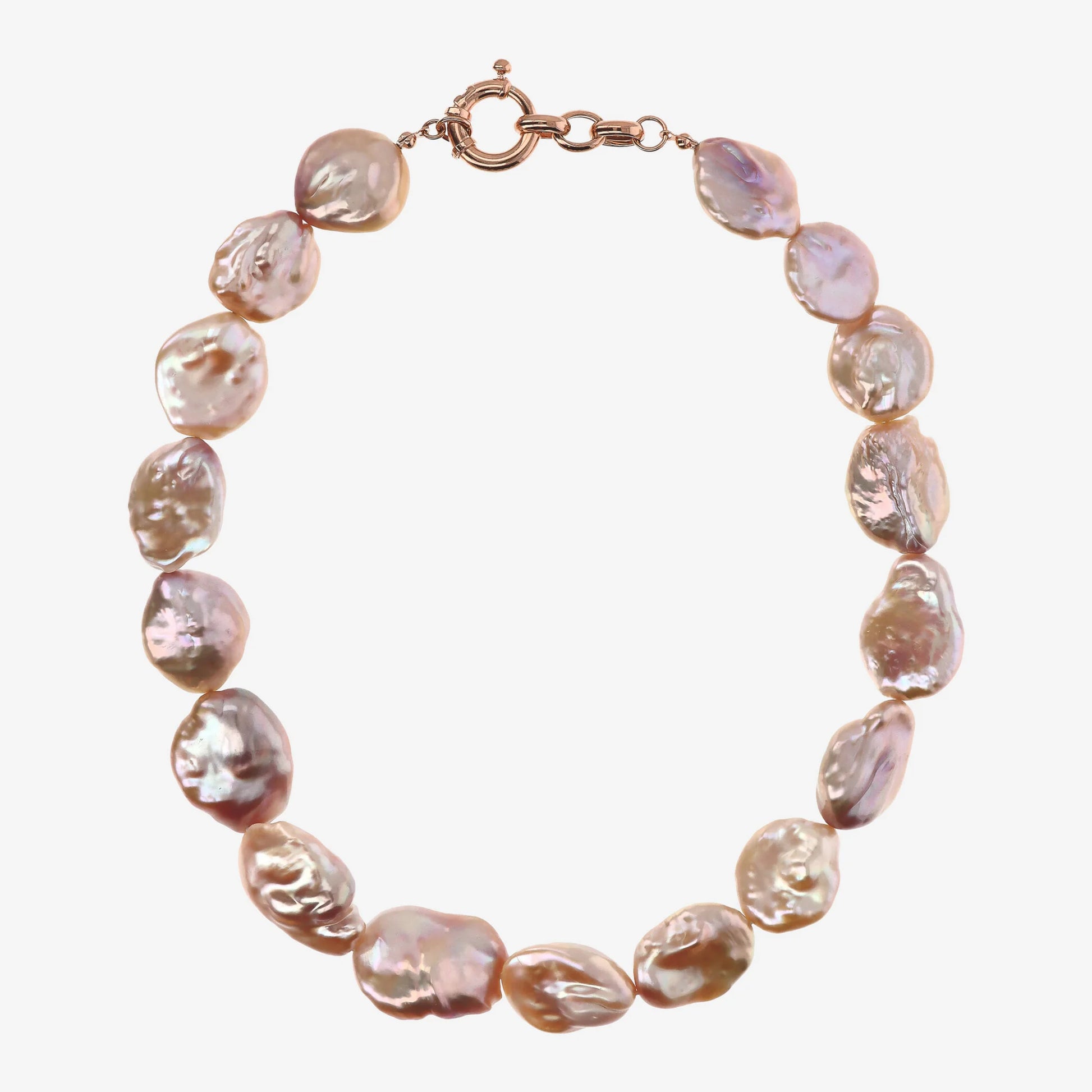 18Kt Rose Gold Plated 925 Sterling Silver Necklace with Multicolor Freshwater Pearls (18/20 mm)