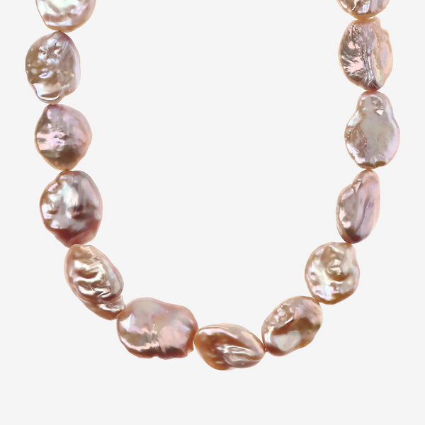 Collier ras du cou en argent 925 plaqué or rose 18 carats avec perles d'eau douce multicolores (18/20 mm)