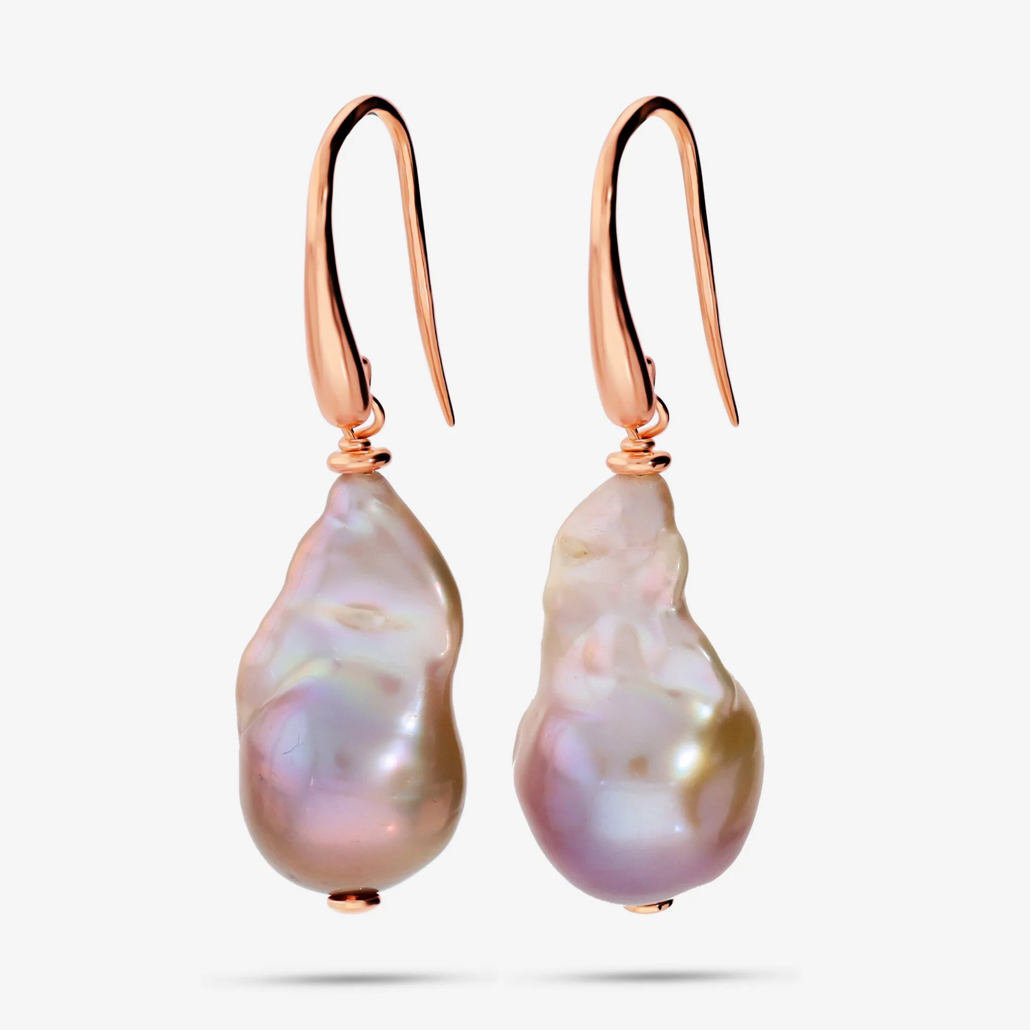 925 Sterling Silver 18Kt Rose Gold Plated Earrings with Multicolor Freshwater Scaramazze Pearls Ø 18 mm