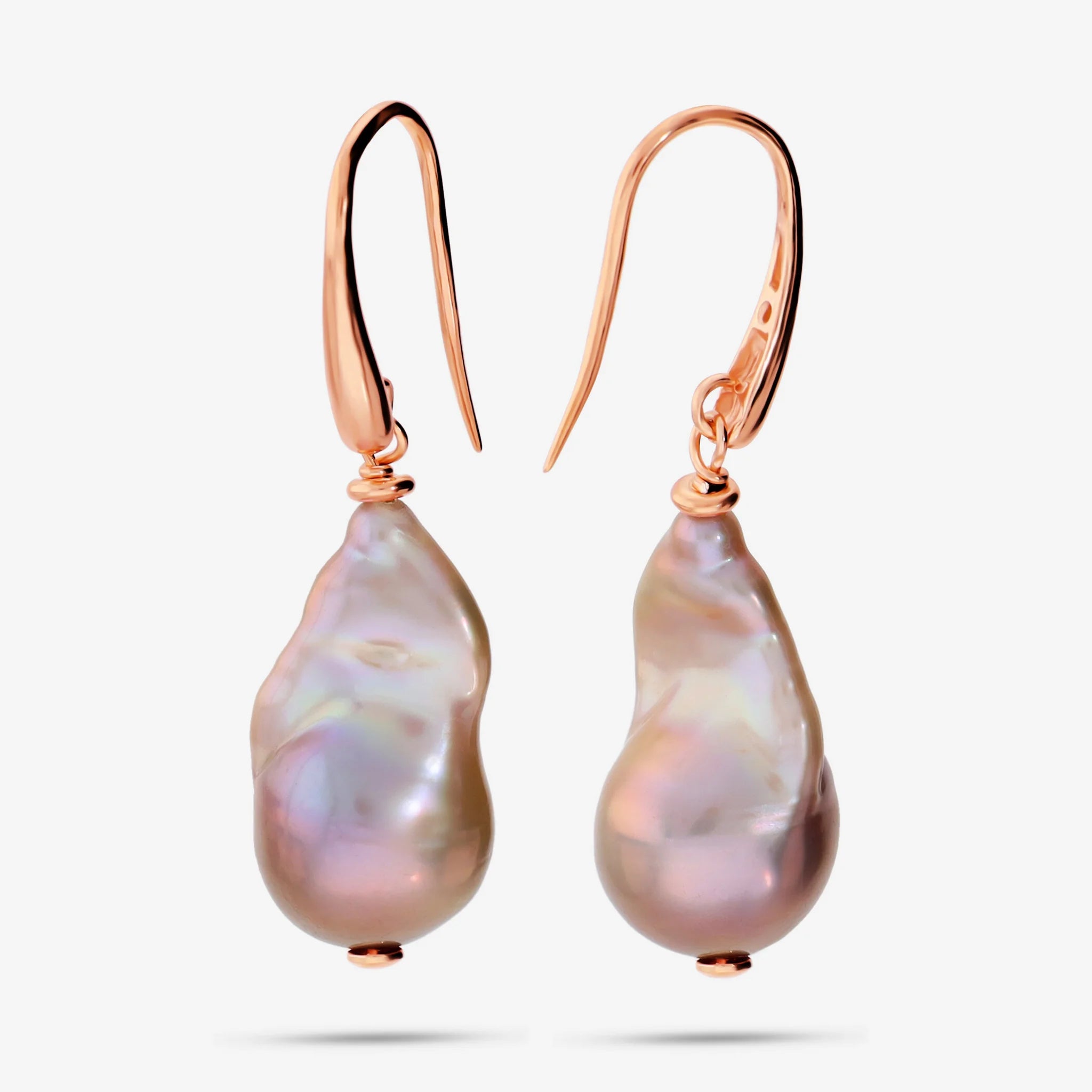 925 Sterling Silver 18Kt Rose Gold Plated Earrings with Multicolor Freshwater Scaramazze Pearls Ø 18 mm