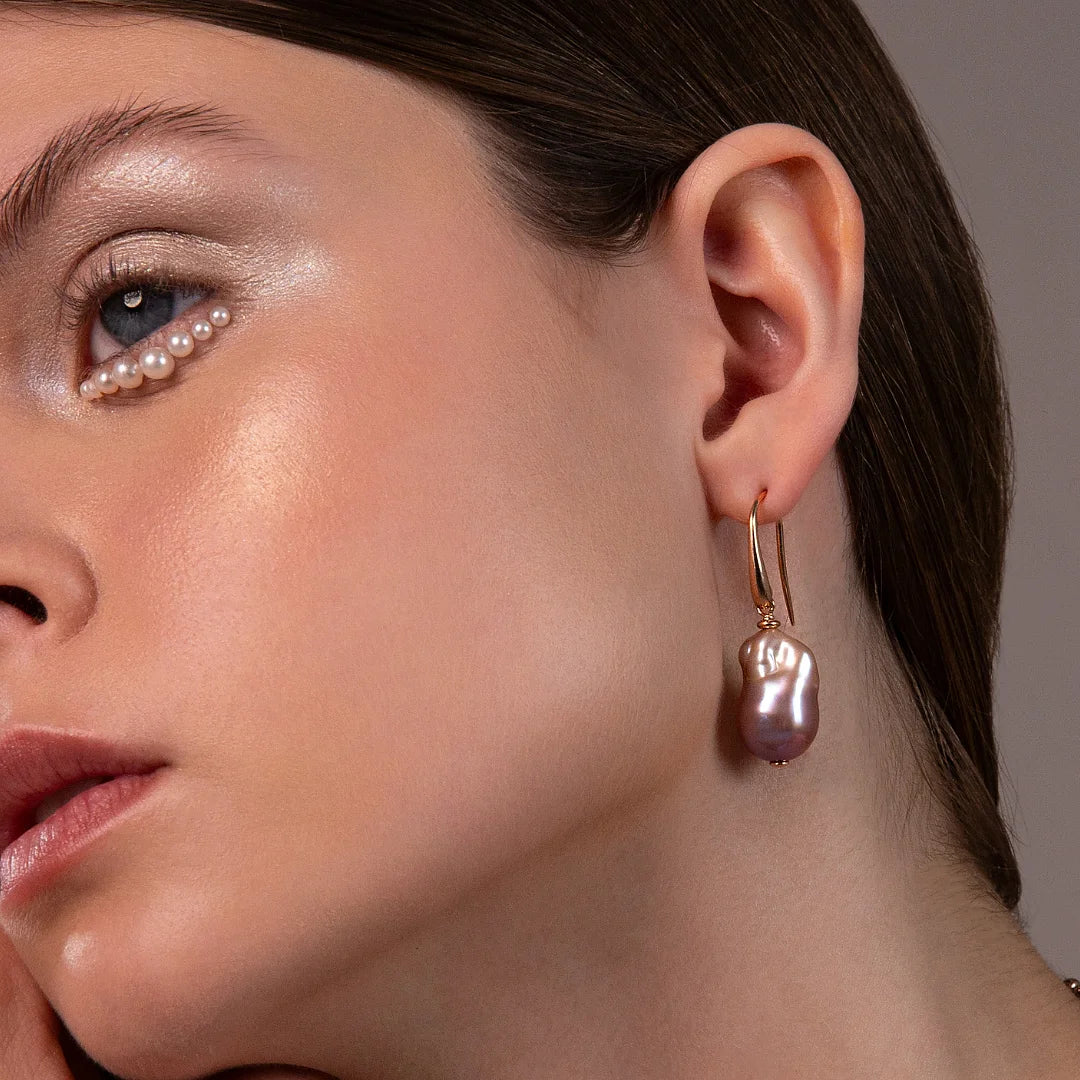 925 Sterling Silver 18Kt Rose Gold Plated Earrings with Multicolor Freshwater Scaramazze Pearls Ø 18 mm
