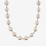18K Gold Plated 925 Silver Choker Necklace with Freshwater Ming Pearls Ø 12/13 mm