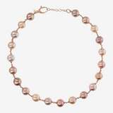 18K Gold Plated 925 Silver Choker Necklace with Freshwater Ming Pearls Ø 12/13 mm