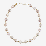 18K Gold Plated 925 Silver Choker Necklace with Freshwater Ming Pearls Ø 12/13 mm