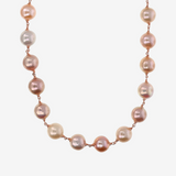 18K Gold Plated 925 Silver Choker Necklace with Freshwater Ming Pearls Ø 12/13 mm