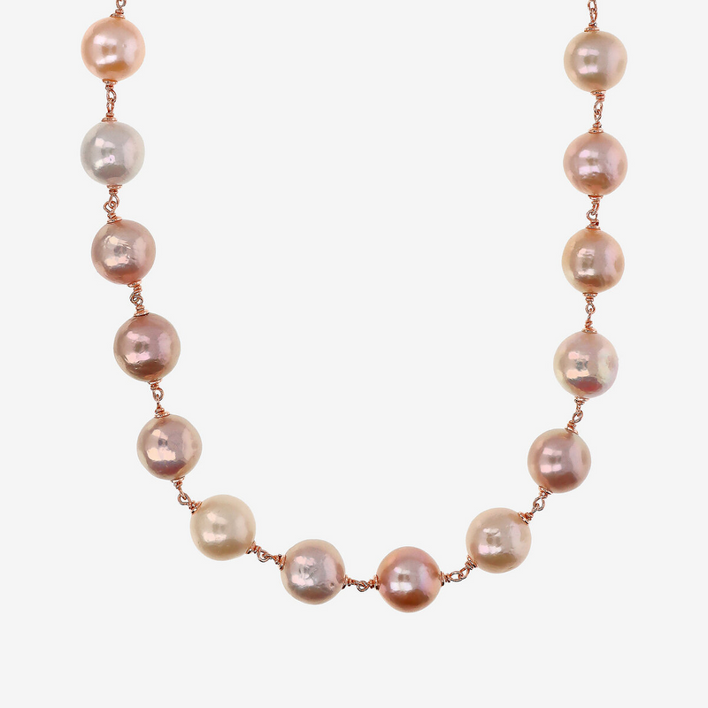 18K Gold Plated 925 Silver Choker Necklace with Freshwater Ming Pearls Ø 12/13 mm