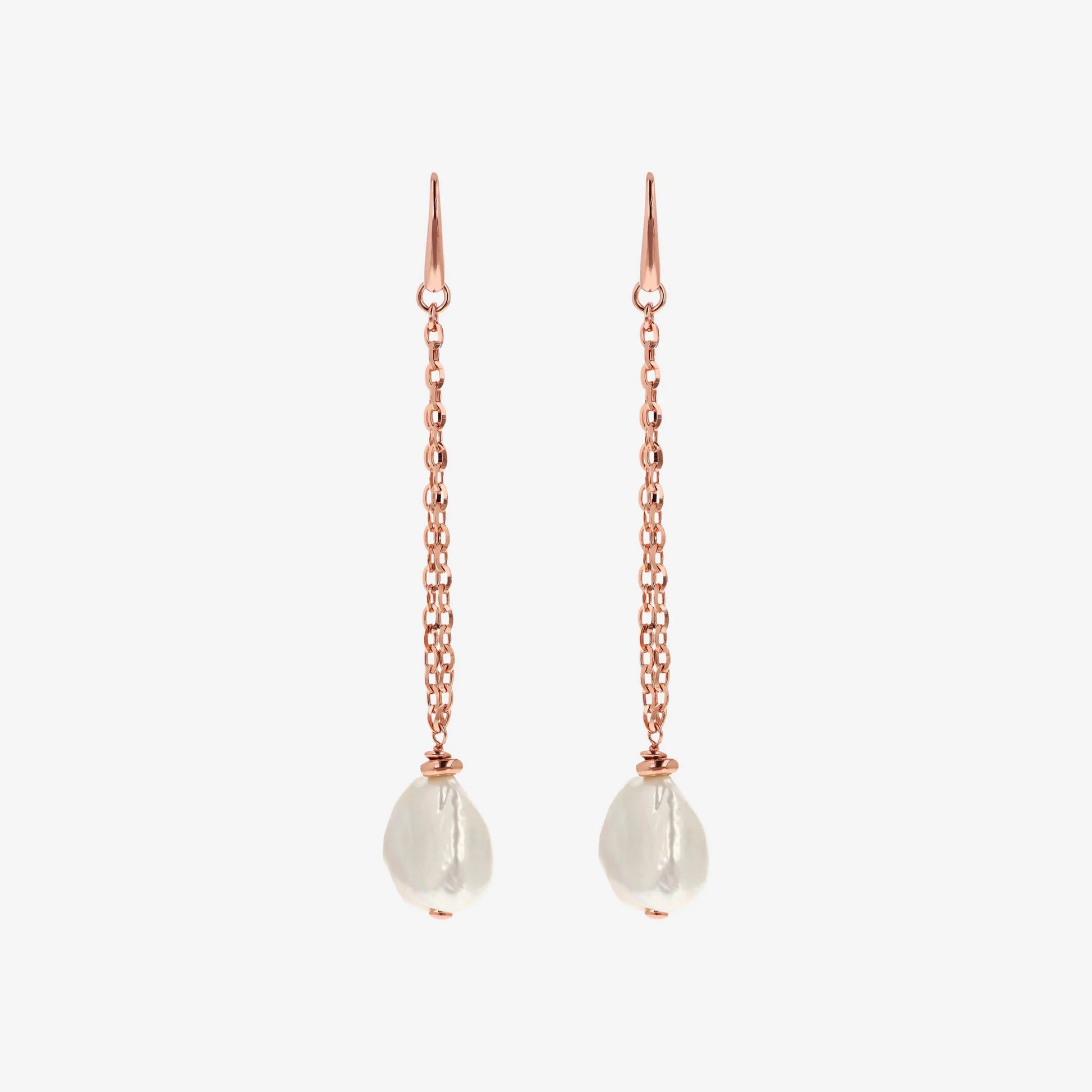 925 Sterling Silver 18Kt Gold Plated Earrings with White Freshwater Keshi Pearls 15x20