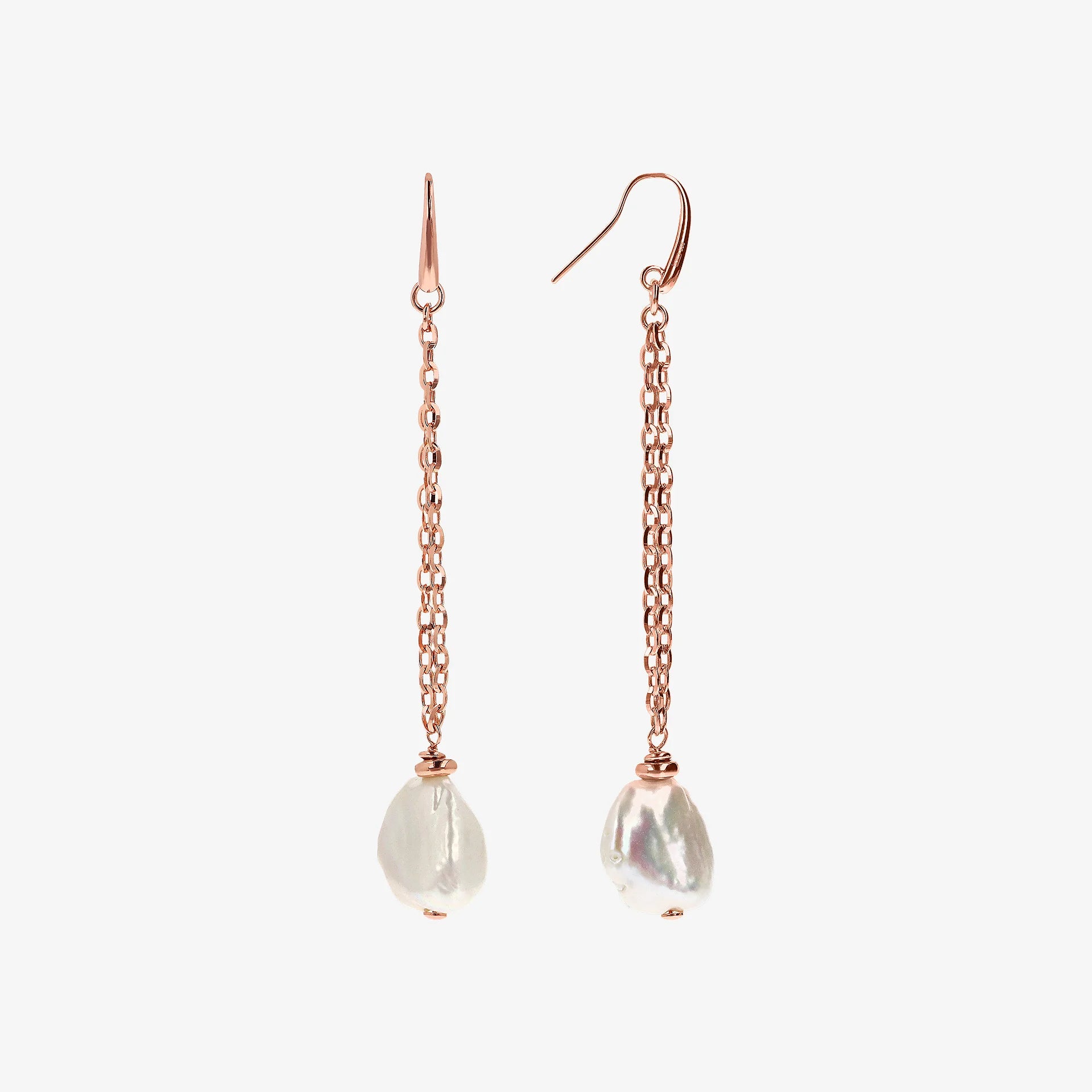925 Sterling Silver 18Kt Gold Plated Earrings with White Freshwater Keshi Pearls 15x20