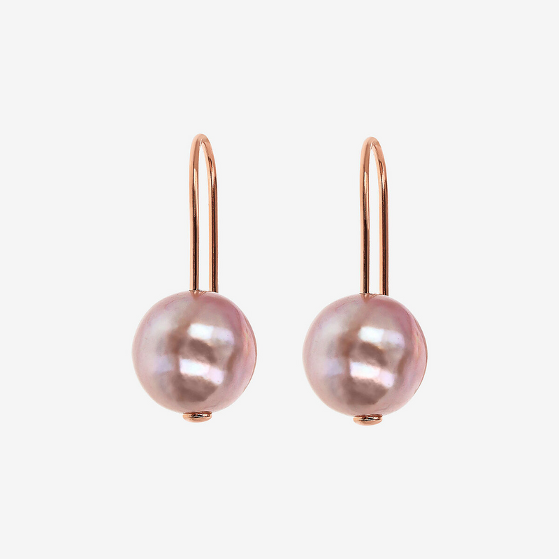 Boucles d'oreilles pendantes en argent 925 plaqué or 18Kt avec perles d'eau douce Ming Ø 12/13 mm