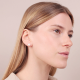 Orecchini in Argento 925 placcato Oro Giallo 18Kt con Perle d'Acqua Dolce a Bottone Bianche Ø 8/9 mm