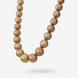 Collana Girocollo Graduata in Argento 925 placcato Oro Bianco 18Kt con Perle Ming Gold d'Acqua Dolce Ø 12/15 mm