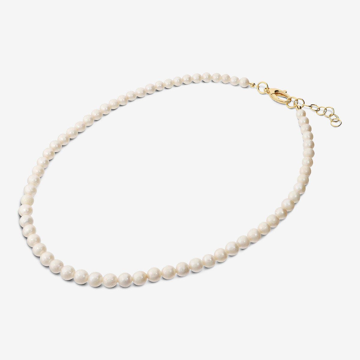 Necklace Choker in 925 Silver plated with 18Kt Yellow Gold with Mini White Ming Freshwater Pearls Ø 6/6.5 mm